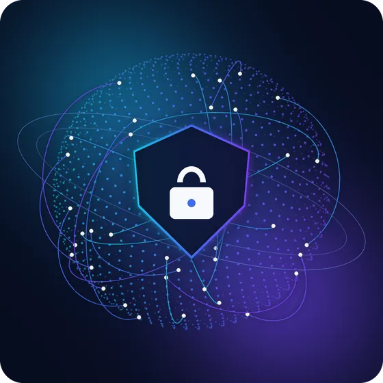 Abstract visualisation of a secured global network of isolated identities